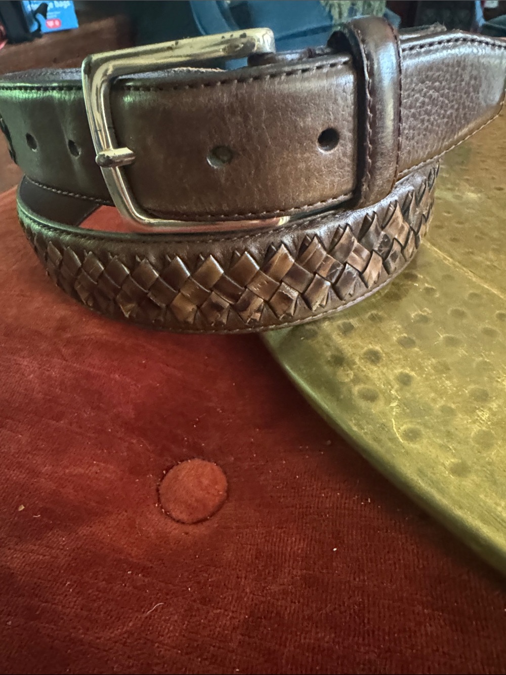 Brighton Brown Woven Leather Men's Belt